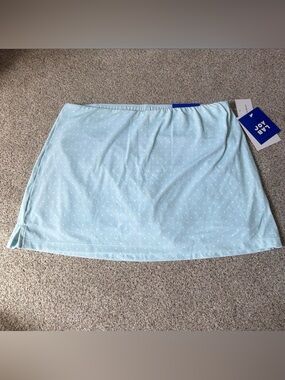 JoyLab Light Blue Mini Skirt with White Polka Dots